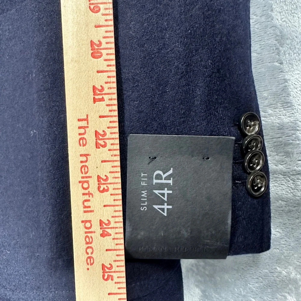 Banana Republic Mens 44R Slim Fit Navy Blue Mario Bellucci Italian Wool Blazer